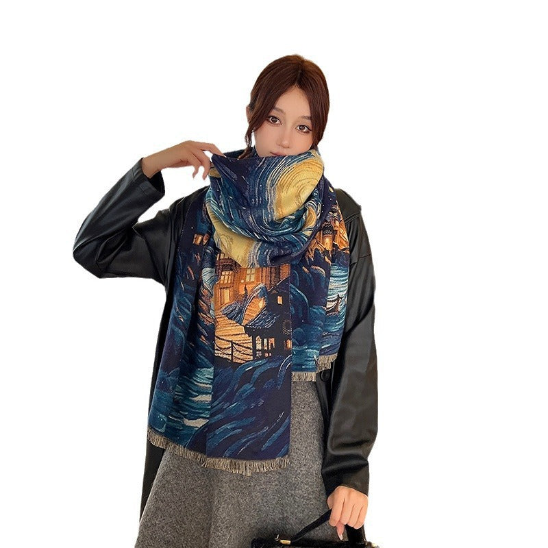 Kunstig Kashmir Tørklæde Elegant Sjal Mode Høj Sans for Stil