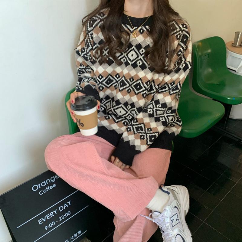 New Retro Loose And Lazy Style Outerwear Pullover Sweater