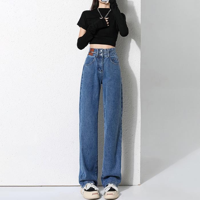 Women's New Fleece-Lined Thickened Loose-Fit Slimming Wide-Leg Denim Jeans