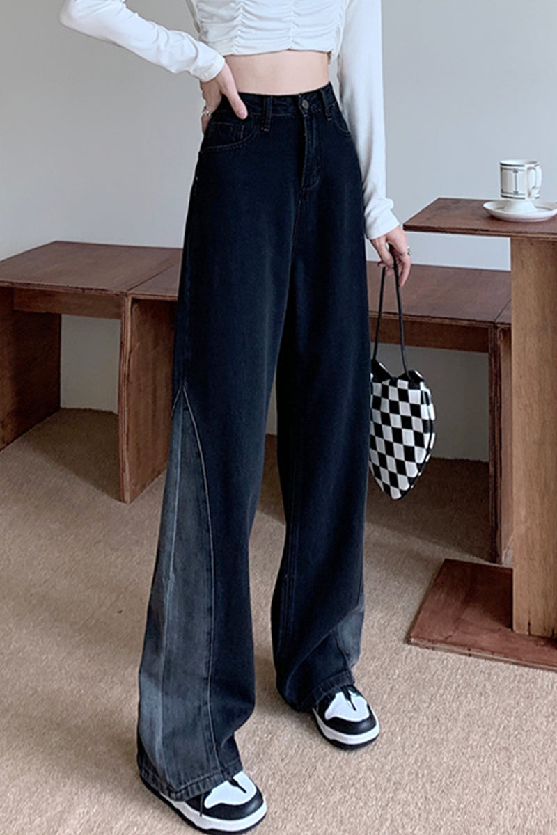 Women's Design Sense Niche Loose Straight High-waisted Thin Wide-leg Pants