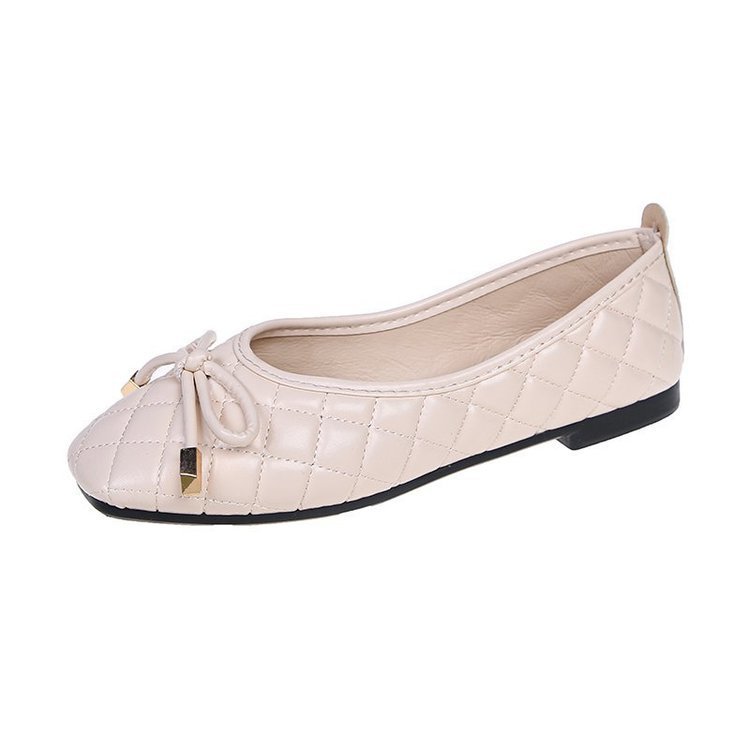 Ladies New Bow Flat Bottom Square Toe Soft Bottom Pumps