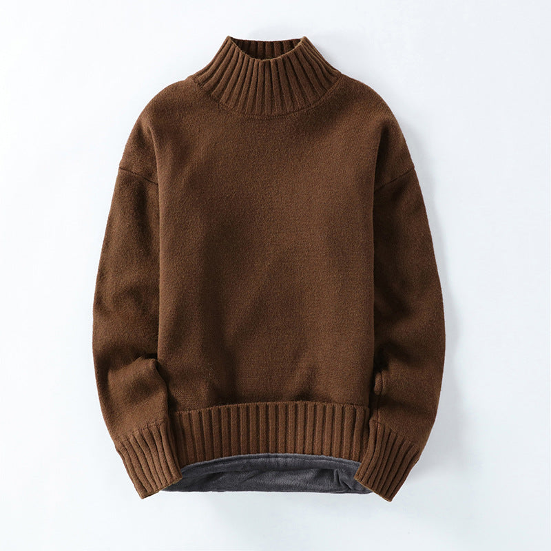 Plus Fleece Padded High Neck Men's Sweater