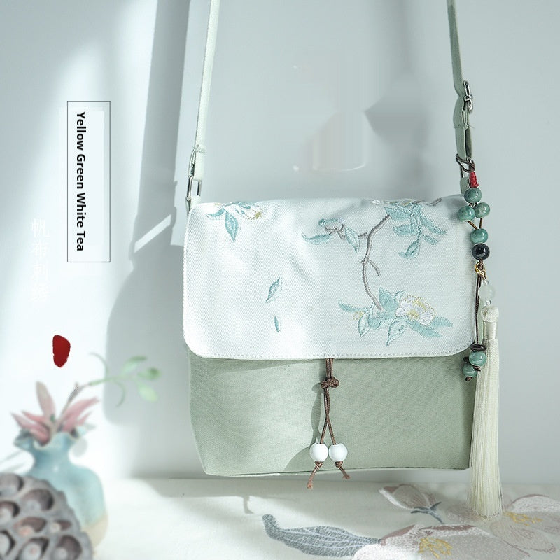 Cotton And Linen Antique Embroidery Crossbody Bag