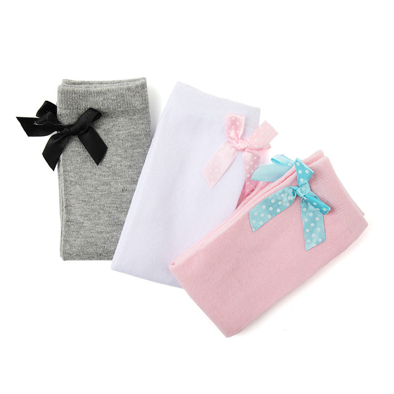 KID'S BASIC Girl's Middle Tube Solid Color Bow Princess Socks