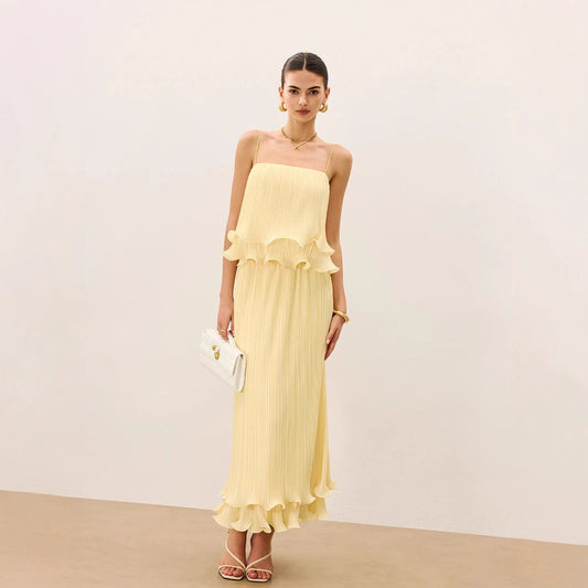 A Designer Skirt Set Featuring A Top With French Lace Detailing