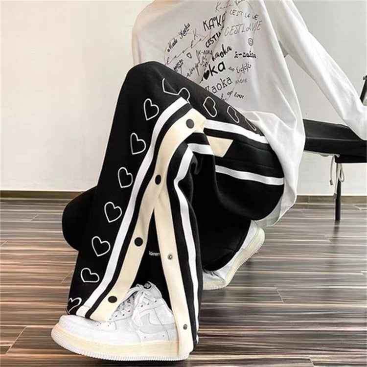 New Design Sense And Versatility Straight Breasted Love Wide Leg Pants