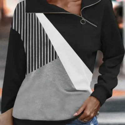 Women's Printed Zipper Turtleneck Sweater