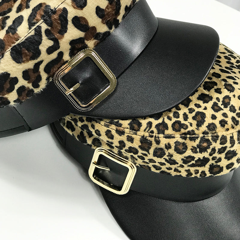 Autumn And Winter Leopard Style Versatile Flat Top Hat