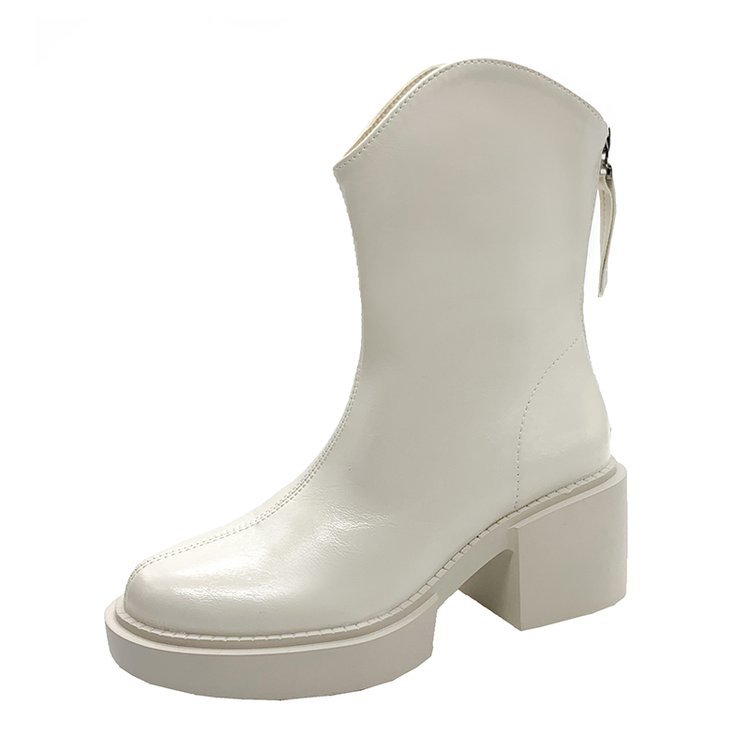 British Style Thick-soled Rear Zipper Chimney Single Boots