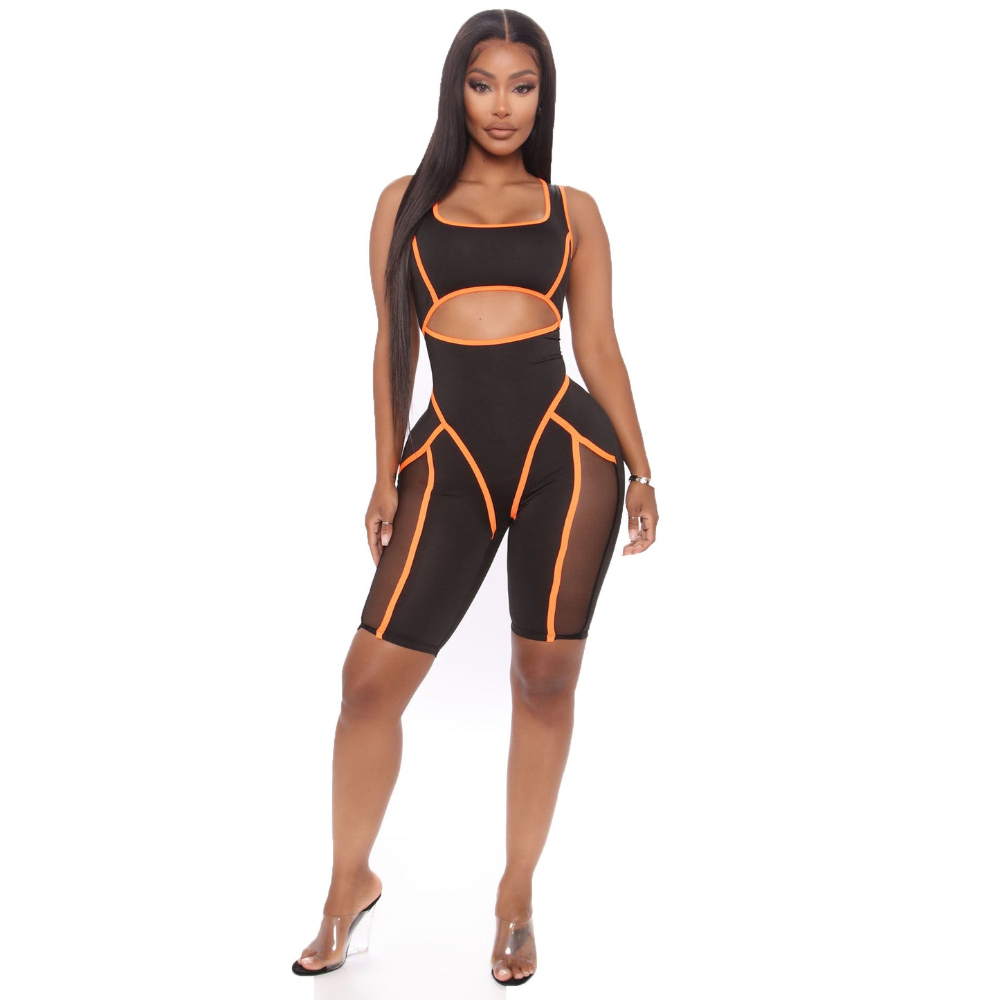 Women's Fashion Skinny Colorblock Sleeveless Jumpsuit