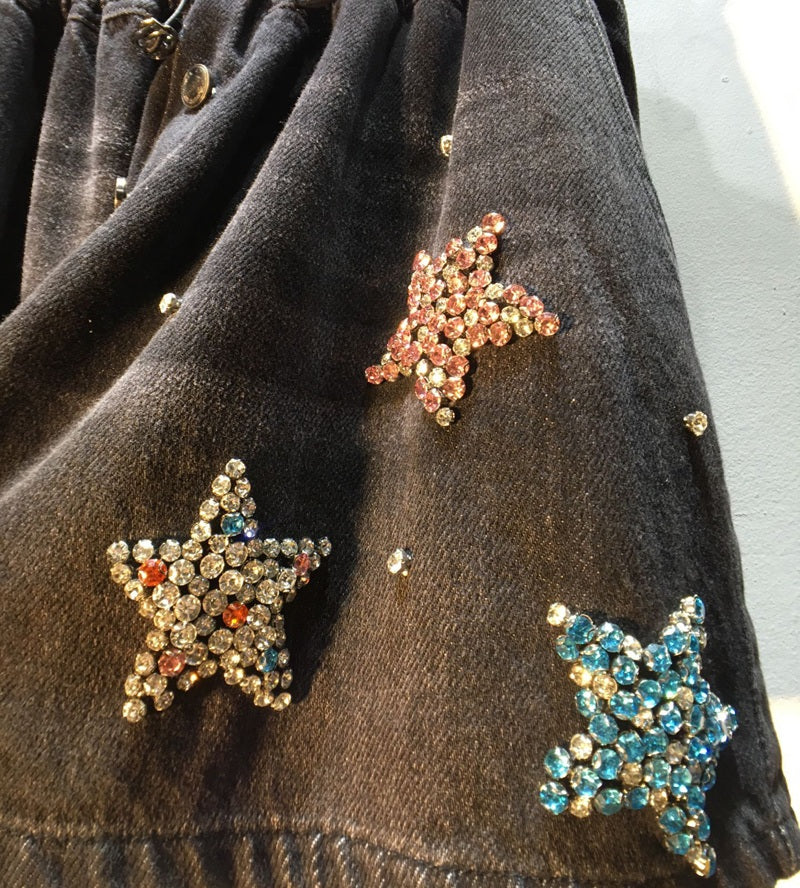 Heavy Industry Diamond-studded Beads Five-star High Waist  Shorts Female