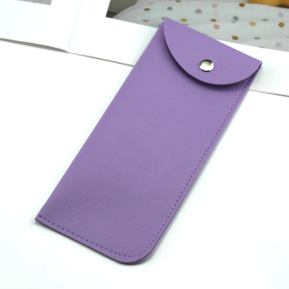 Leather Glasses Bag Thickened Open Holster Snap Button Portable