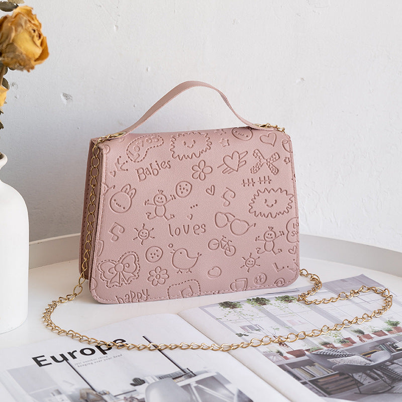 Præget Crossbody Håndtaske til Kvinder med Kæde
