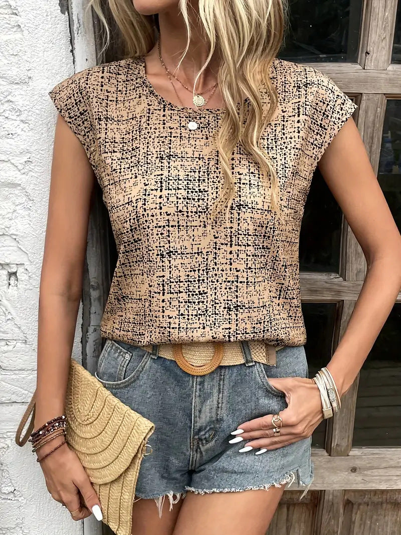Printed Crew-neck Shirt Springsummer Vintage Short Sleeves