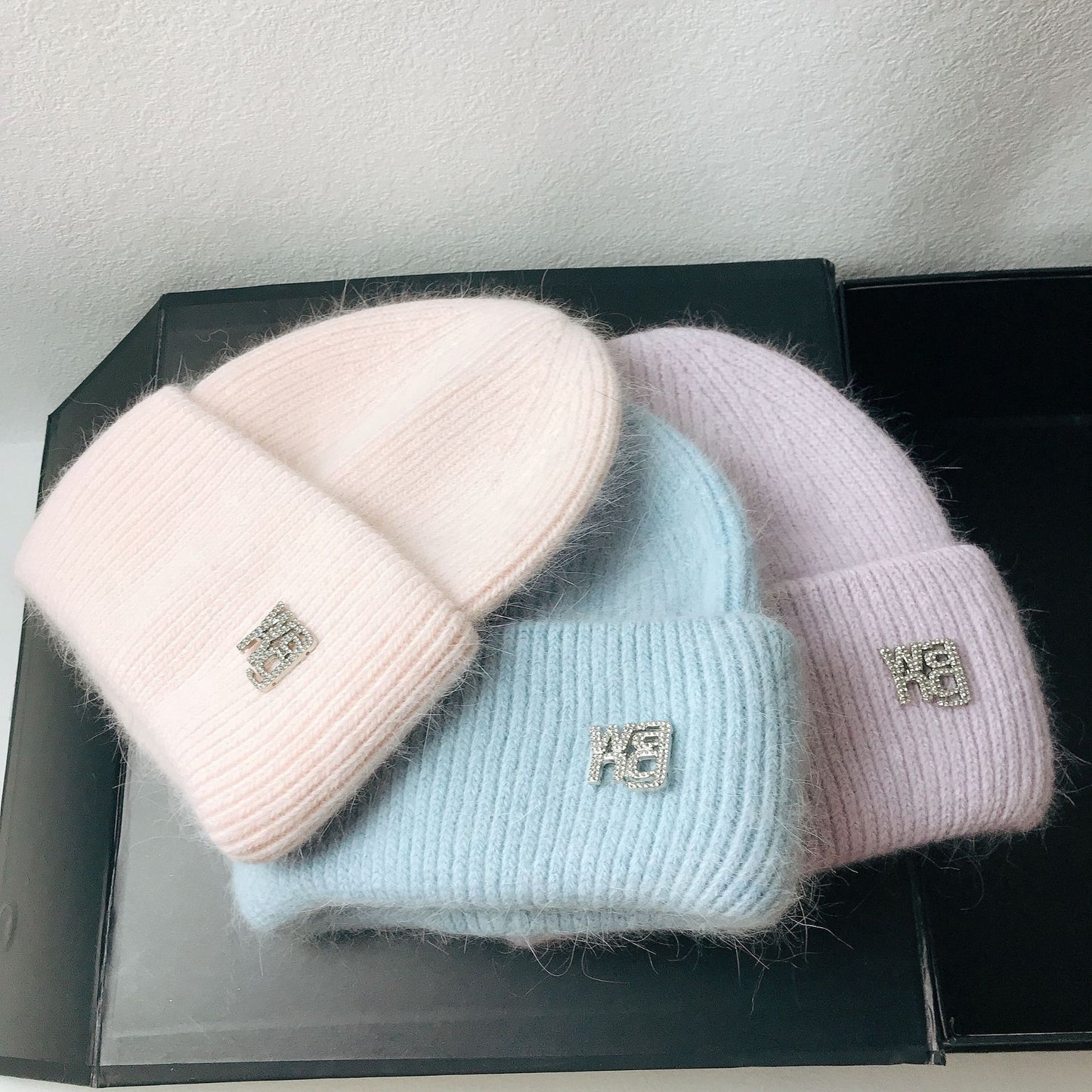 Rabbit Hair Double Fold Brim Knitted Hat