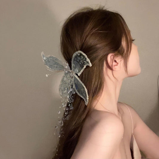 Ladies Bridal Wedding Butterfly Wings Tassel Elf Crystal Headwear