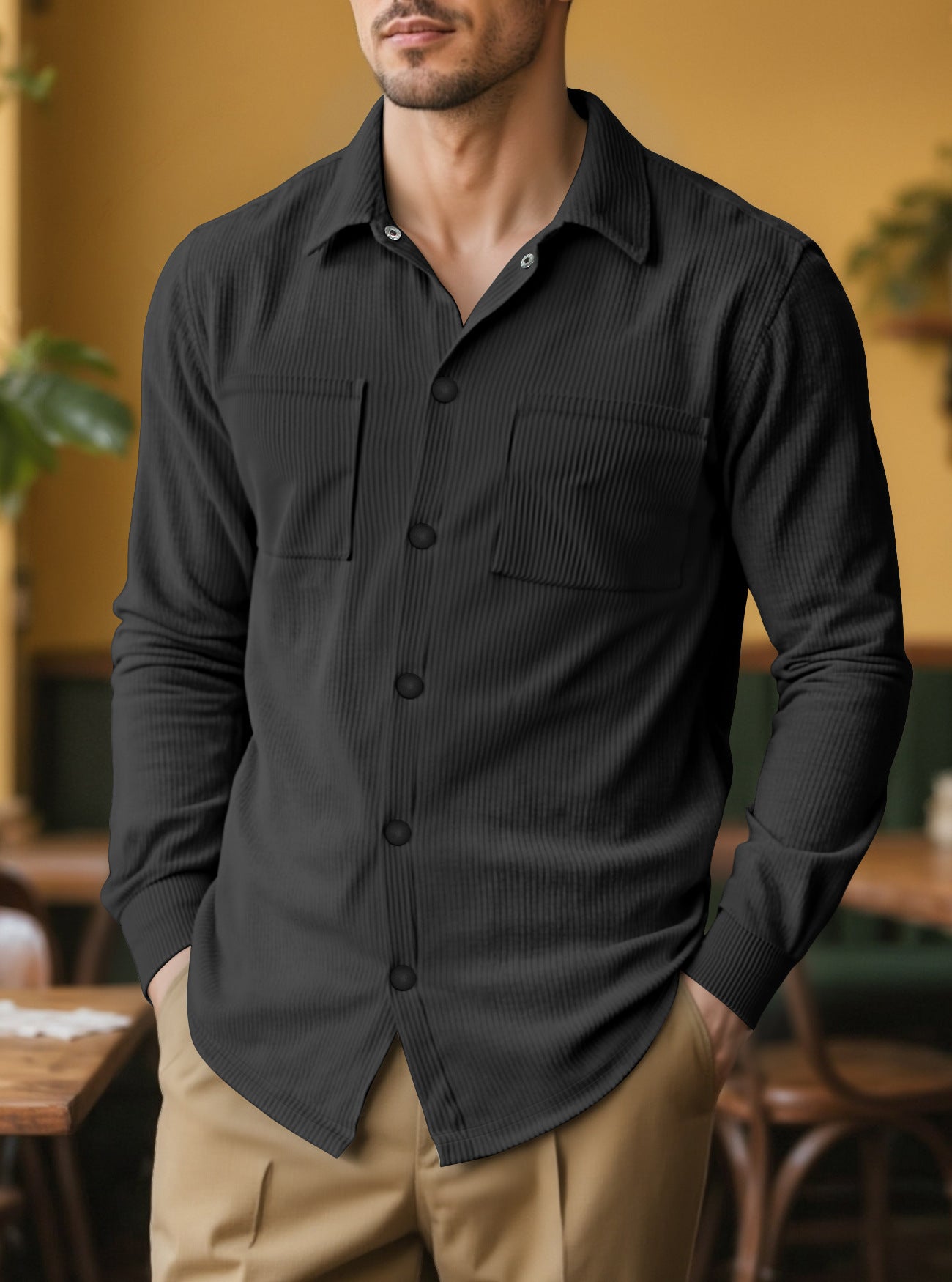 Casual Fashion Polo Collar Multi-pocket Jacket Top