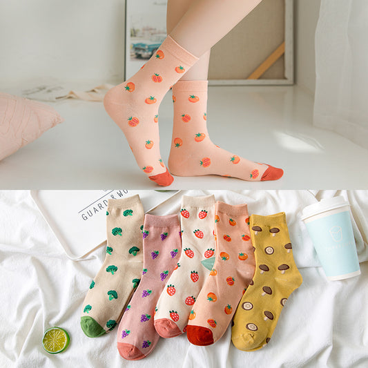 Gentle Sweet Strawberry Tomato Pastoral Style Japanese-style Retro Artistic Lolita Tube Socks