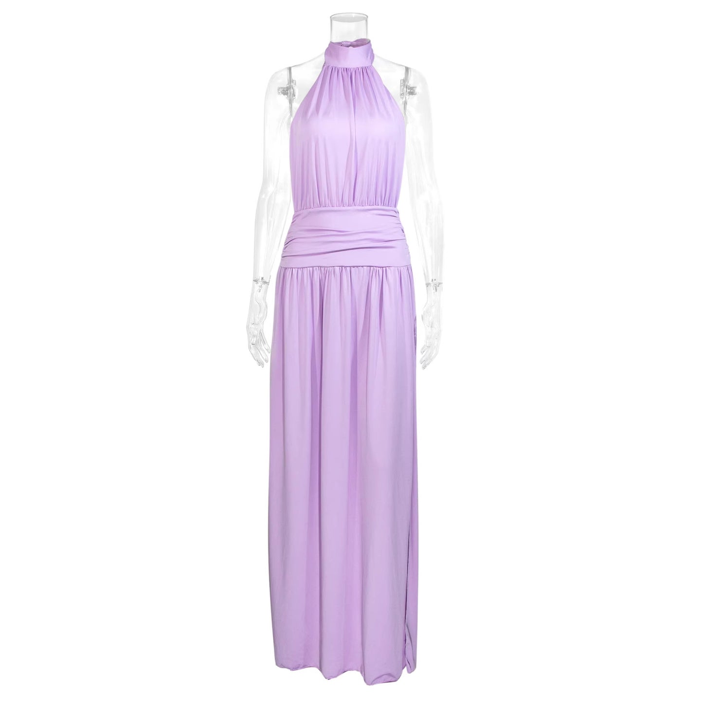 Sexy Slit Bodycon Backless Halter Strap Evening Gown Long Dress