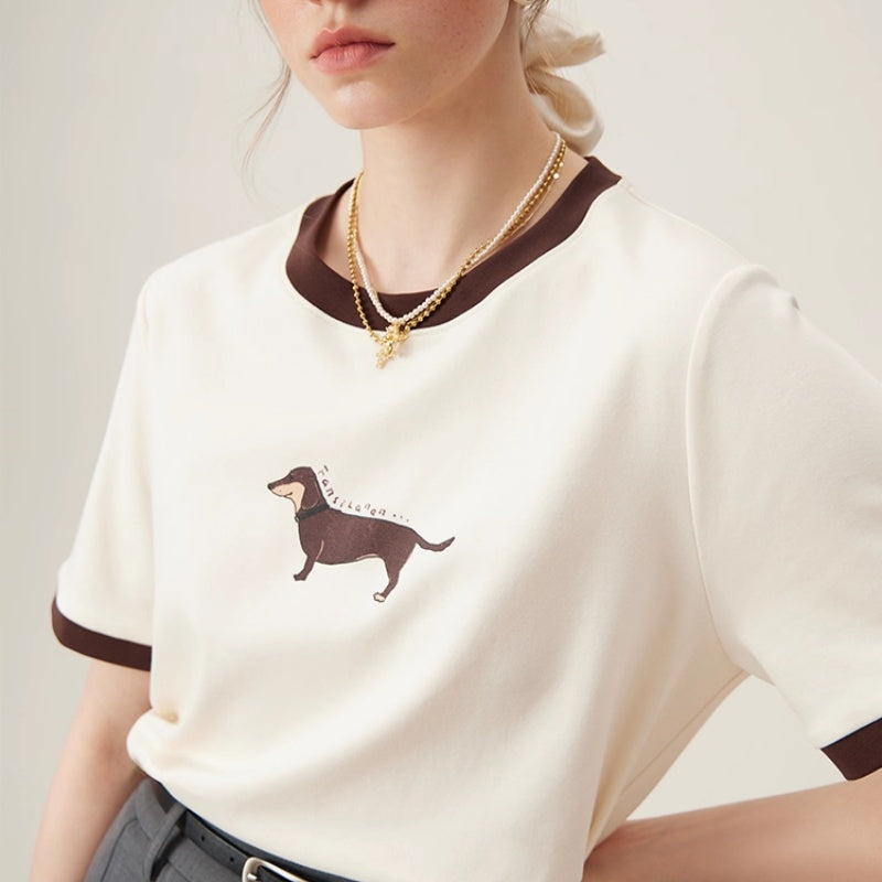 Retro kortærmet T-shirt med kontrastfarve