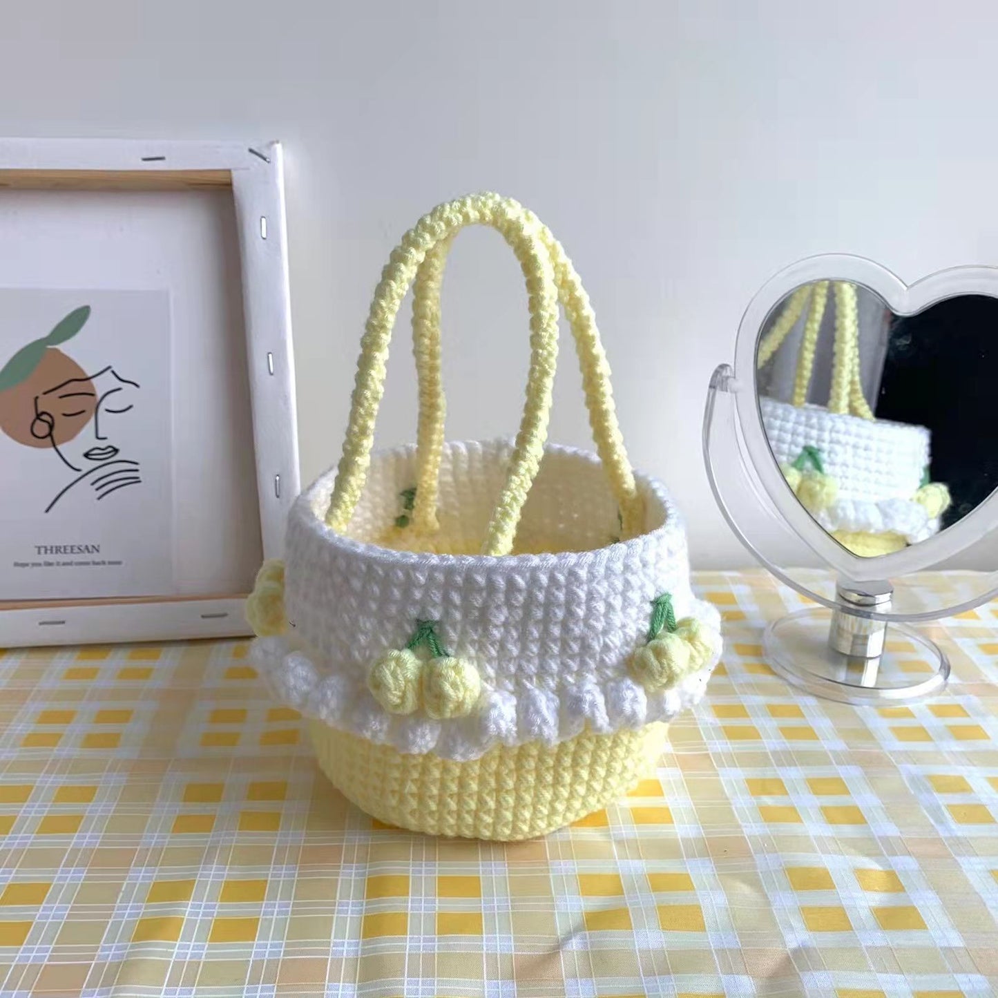 Women's Fashion Simple Woolen Knitting Handbag