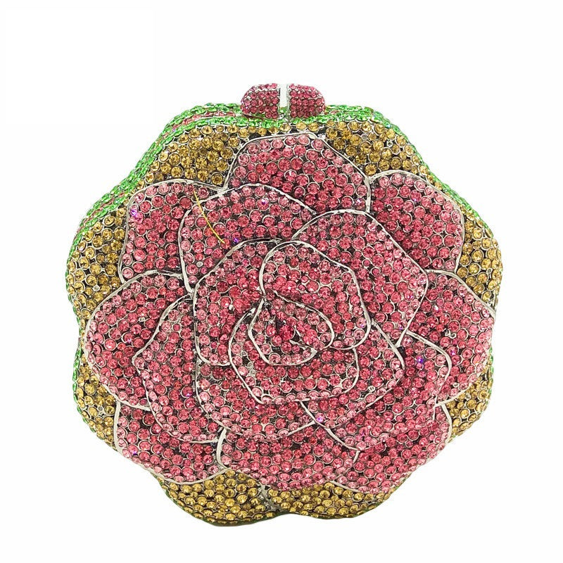 Ladies Evening Bag With Diamond-encrusted Floral Design