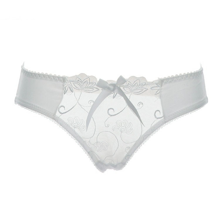 Ladies Fashion Transparent See Through Hollow Embroidery Briefs