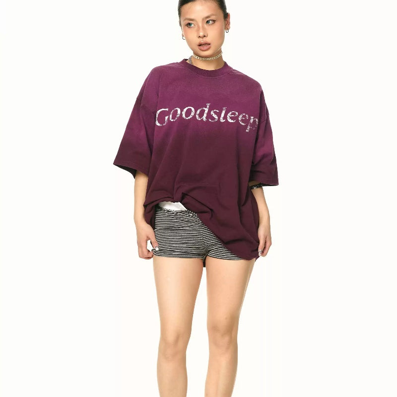 Women's Letter Gradient Short-sleeved T-shirt Summer Loose