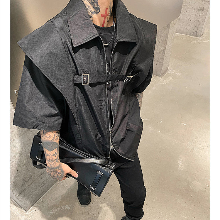 Men's Design Double Zip Sleeveless Jacket Top