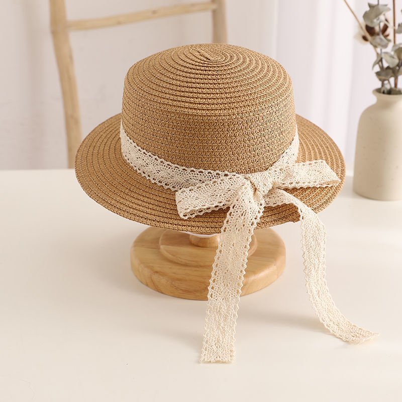 Lace Bow Ribbon Straw Hat