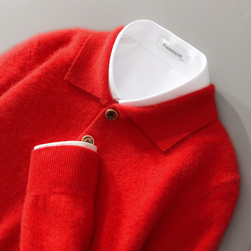 Men's Business Casual Polo Collar Knitted Sweater