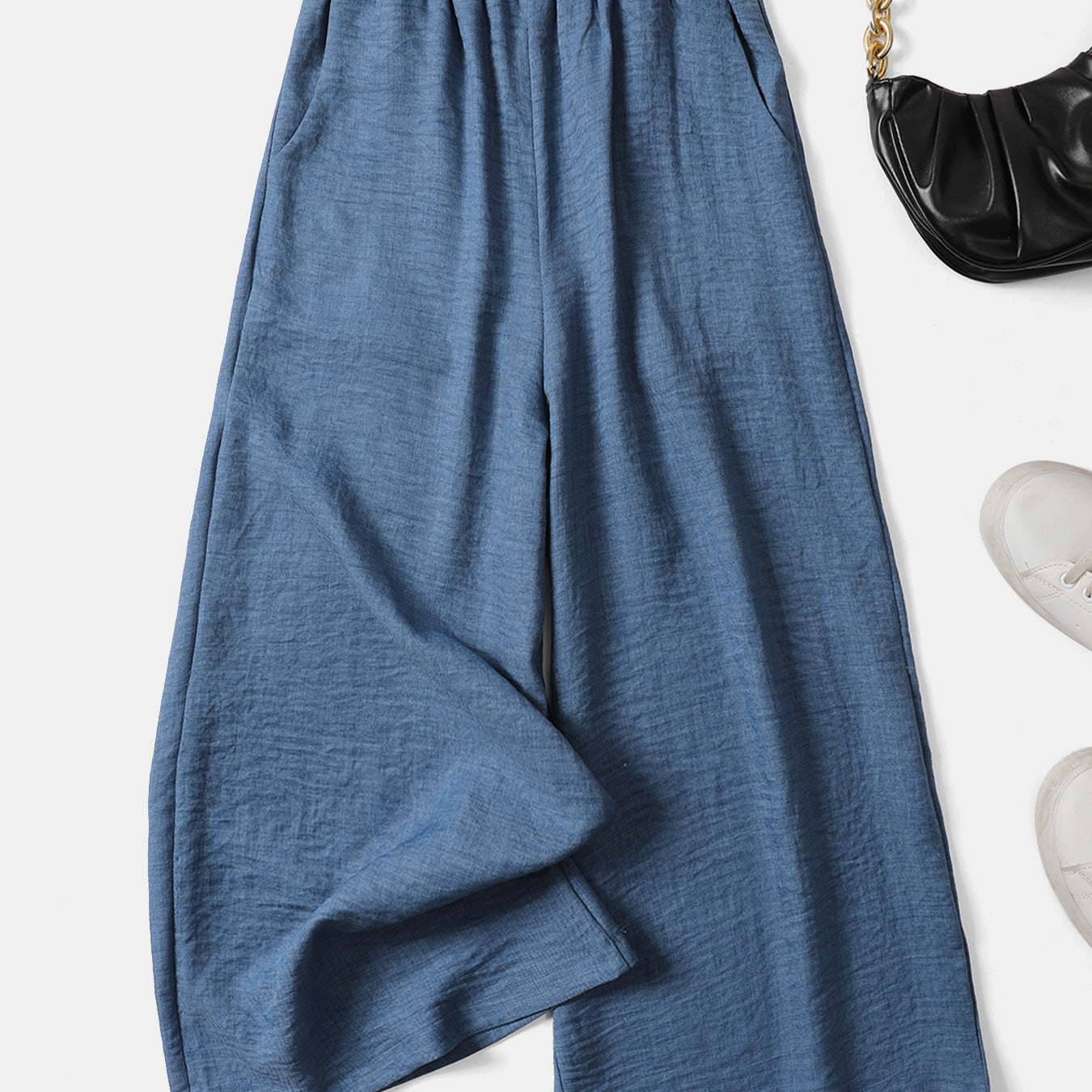 Women's Simple Linen Casual Pants With Elastic Waistband For A Slimming Look
