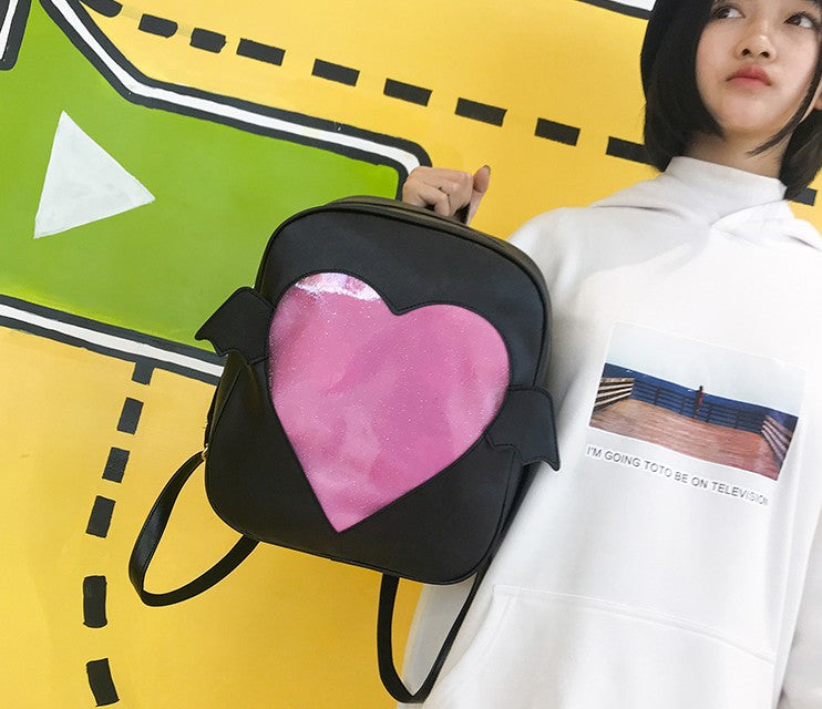 Transparent Cute Heart Window Soft Girl Backpack