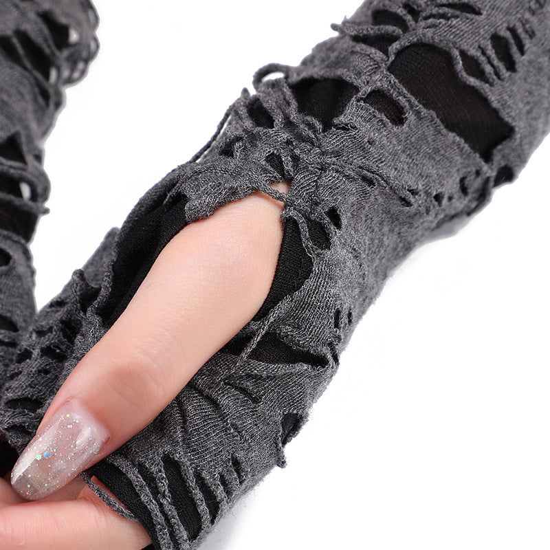 Halloween Black Grey Punk Style Cos Costume Props Finger Gloves