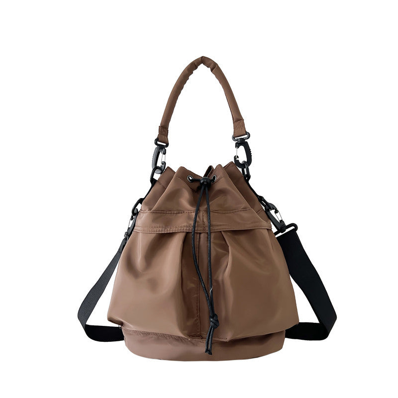 Waterproof Nylon Cloth Drawstring Bucket Bag Large Capacity