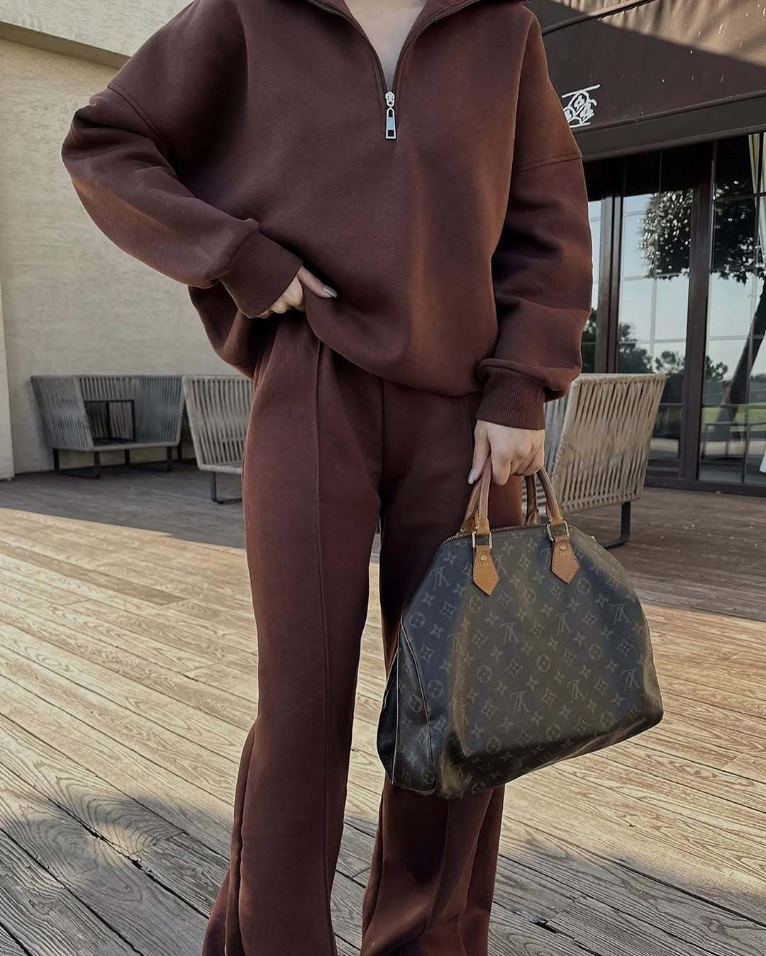 Casual Women's Fashion Half-zip Hoodie And Pants Two-piece Set Loose Casual Autumn And Winter Outfit