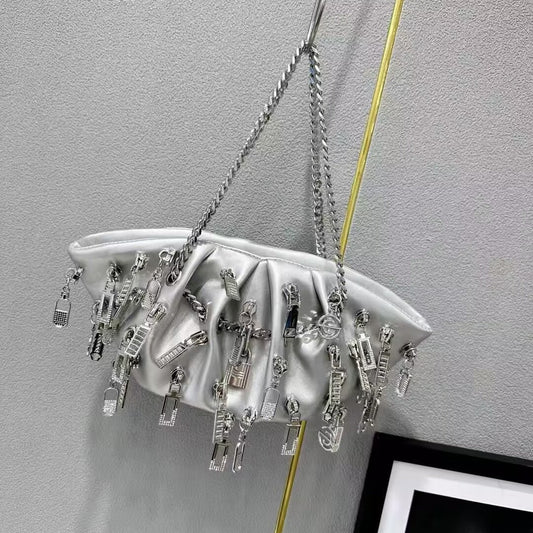 Niche Chain Cloud Shoulder Crossbody Metal Handbag