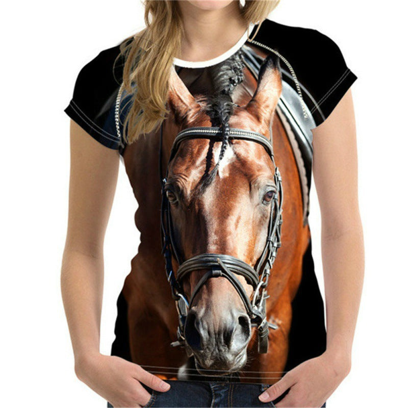 Urban Leisure Pullover Round Neck Digital Printing Short-sleeved Casual T-shirt