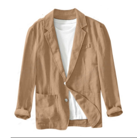 Casual Cotton And Linen Suit Jacket For Men Loose Fitting