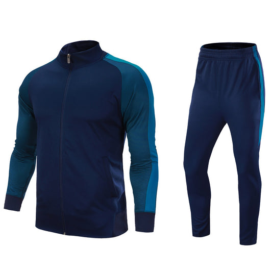 Contrasting Trim Stand-collar Sports Jacket Suit
