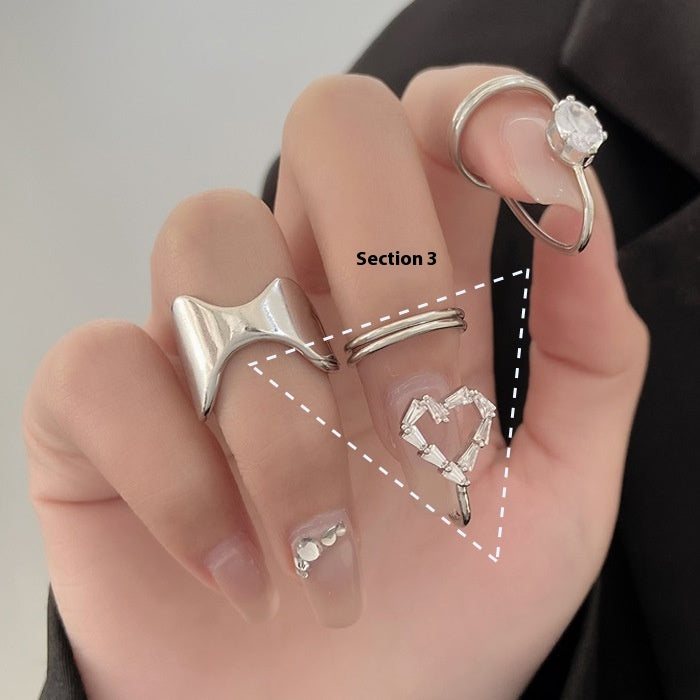 Cross-border New Arrival Micro Inlaid Zircon Graceful Personality Wear Removable Fake Nail Tip Ring