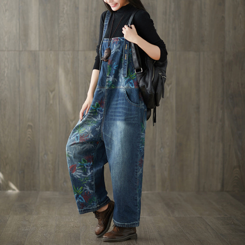 Stitching Printing Jeans Washed And Worn