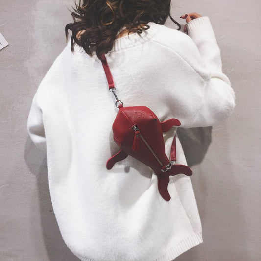 Fashion Creative Funny Personality Whale Pu Messenger Bag