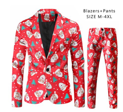 Men's Leisure Suit 3D Santa Claus Printing
