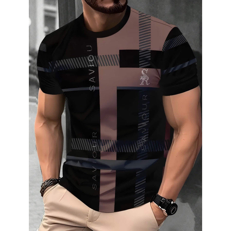 Kortærmet T-shirt til mænd i afslappet high-end stil