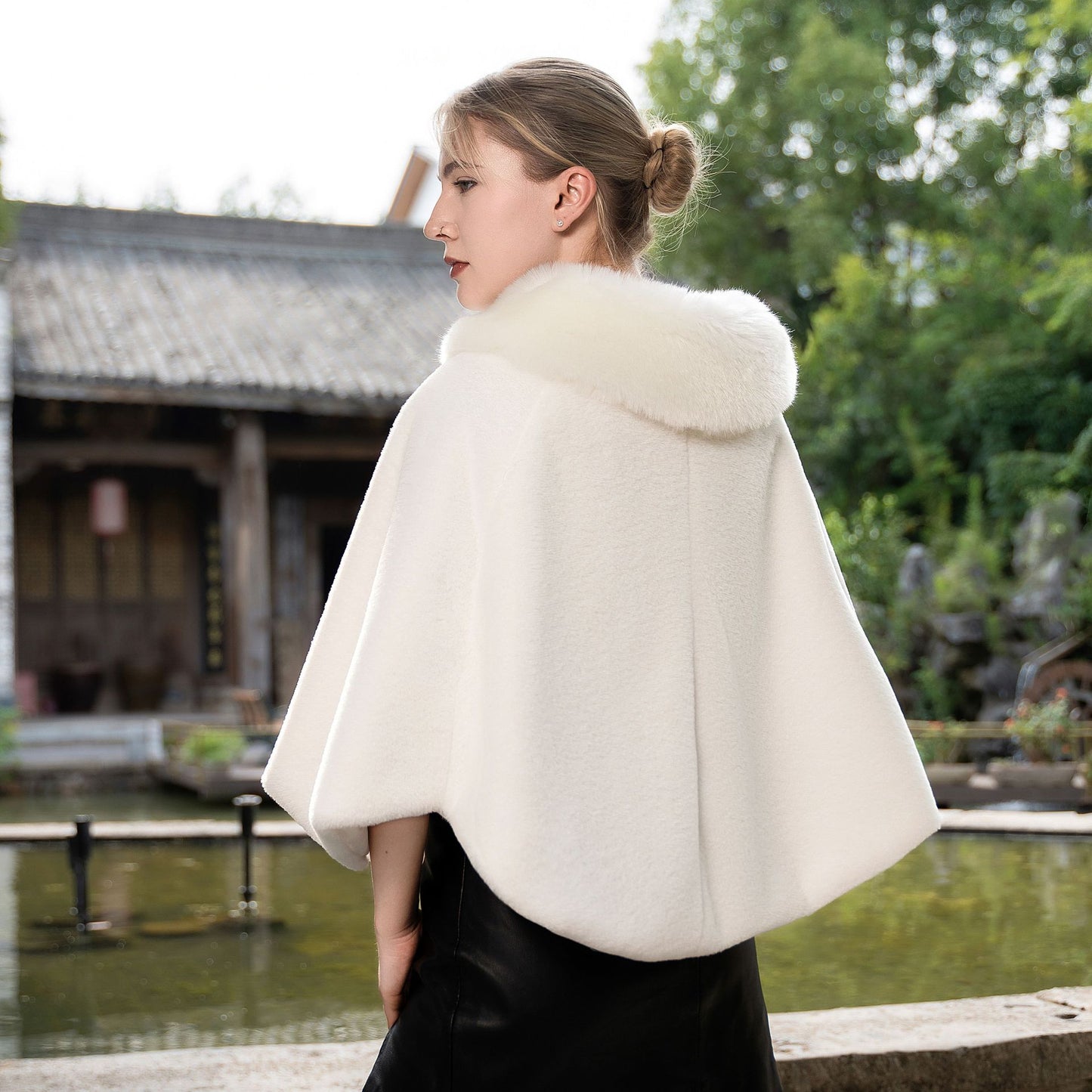 New Plus Size Cloak Knitted Plus Fluff Thickened Fur Shawl