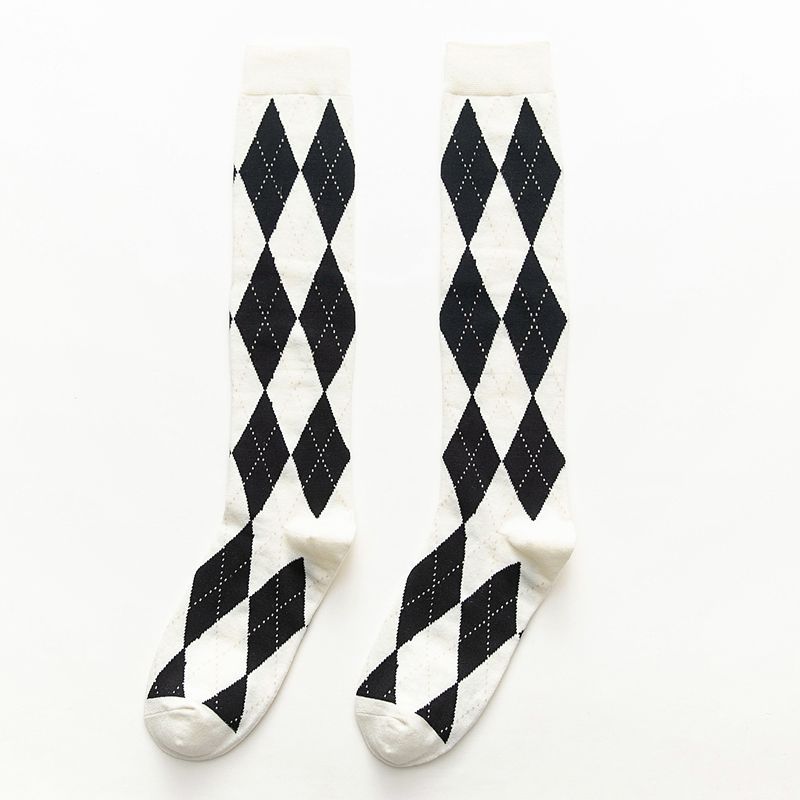 College Style Calf Rhomboid Cotton Student Tide Piled Pile Of Socks