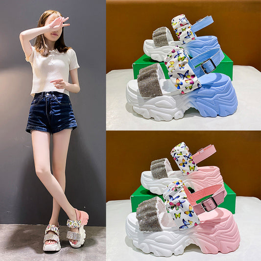 Women's Fashion Rhinestone Platform Platform Sports Sandals