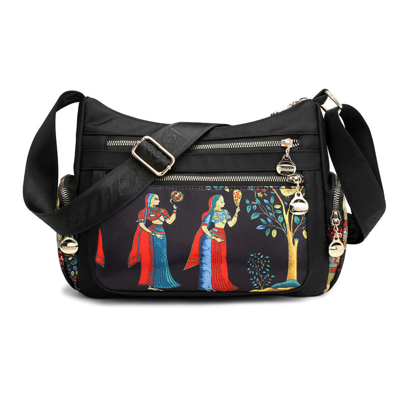 Ethnic Nylon Women's Bag Printed One Shoulder Diagonal Span