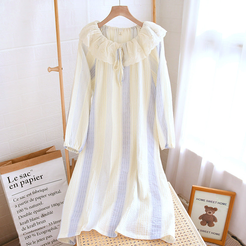 Contrast-color Doll Collar Long-sleeved Trousers Homewear Suit